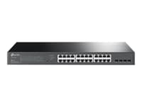 Tplink JetStream™ 28-Port Gigabit Smart Switch with 24-Port PoE+ PORT: 24× Gigabit PoE+ Ports, 4× Gigabit SFP SlotsSPEC: 802.3at/af, 250 W PoE Power, 1U 19-inch Rack-mountable Steel CaseFEATURE: Integration with Omada SDN Controller, Static Routing,