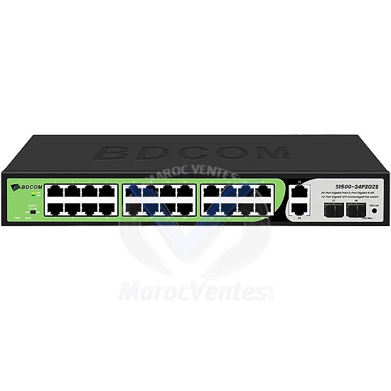 Switch PoE+ 24 Ports Gigabit avec Alimentation Intégrée 2 ports SFP S1500-24P2S