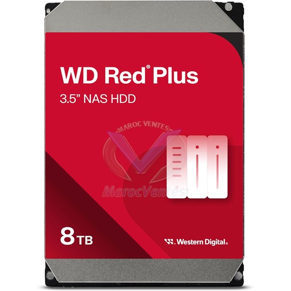 Disque Dur Interne 8 TB NAS RED PLUS SATA 6GB/S (SATA III) 5640 RPM CACHE 256 MO WD80EFPX