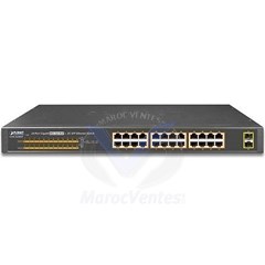 Commutateur 19" 24-Port 10/100/1000T POE + 2-Port 1000X SFP Gigabit Ethernet Switch (220W)