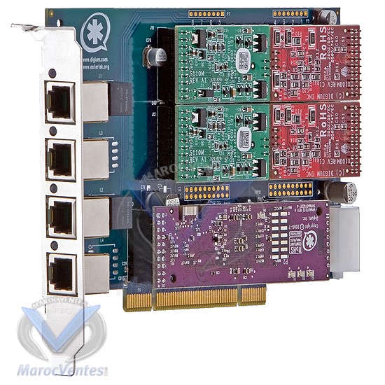 Carte analogique modulaire à 4 ports FXO/FXS ,PCI  avec option Anti-Echo TDM410